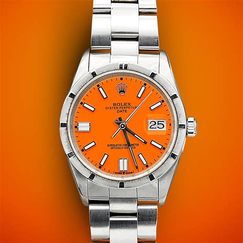 rolex white orange|Rolex oyster perpetual orange dial.